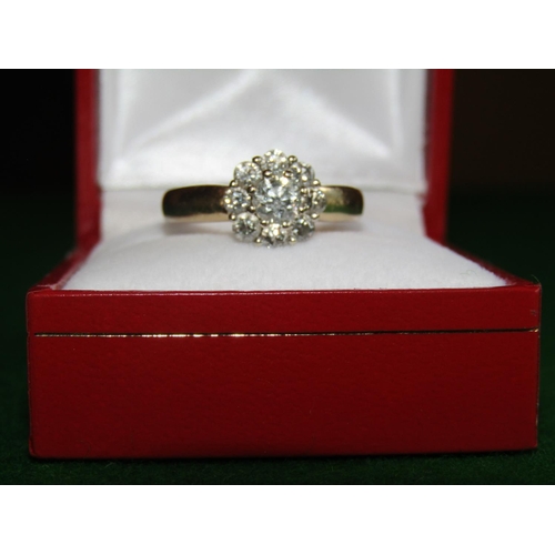 520 - Diamond Cluster Ring Centrestone Surrounded by Eight Brilliant Cut Diamonds Mounted on 9 Carat Gold ... 