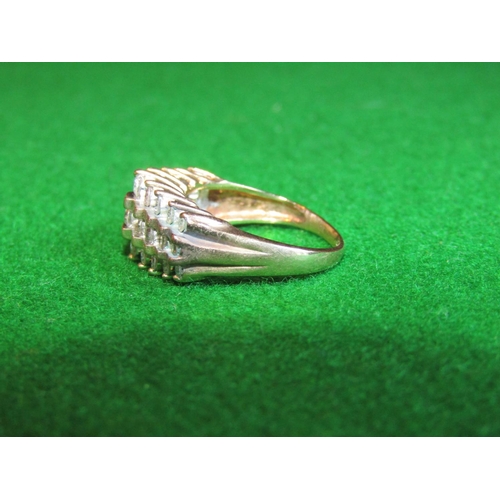 522 - Ladies Three Band Diamond Ring Mounted on 9 Carat Gold Attractive Colour Modern Design Ring Size N