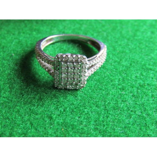 524 - Ladies Diamond Ring of Rectangular Panel Form with Further Diamond Decorated Split Shank Shoulders M... 