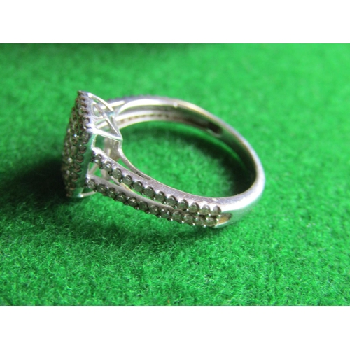 524 - Ladies Diamond Ring of Rectangular Panel Form with Further Diamond Decorated Split Shank Shoulders M... 