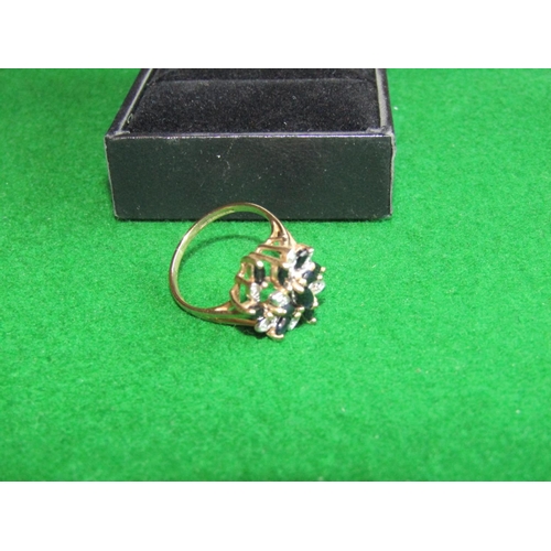 525 - Diamond and Sapphire Ladies Cluster Ring Mounted on 9 Carat Gold with Split Band Ring Size M