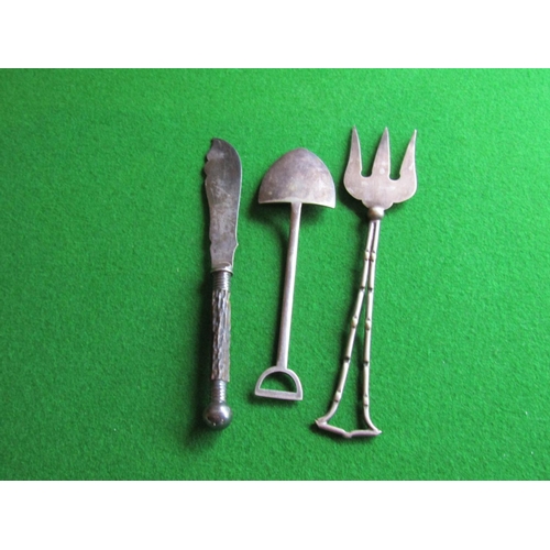 528 - Solid Silver Presentation Shovel Toasting Fork and Cake Knife Three Items in Lot Tallest Approximate... 