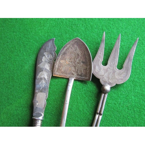 528 - Solid Silver Presentation Shovel Toasting Fork and Cake Knife Three Items in Lot Tallest Approximate... 