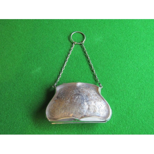 529 - Solid Silver Shaped Form Ladies Cocktail Purse with Silver Chain Leather Lined Interior