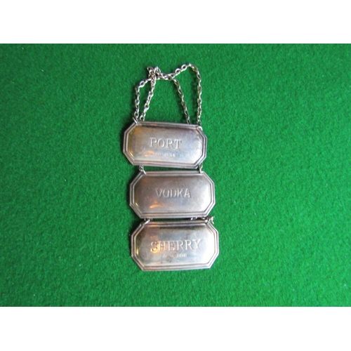 532 - Set of Six Antique Silver Decanter Labels Port, Vodka, Brandy, Sherry, Gin and Whisky Good Condition... 