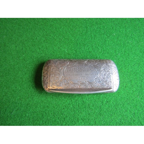 535 - Victorian Solid Silver Hinge Top Pill Box Engraved 