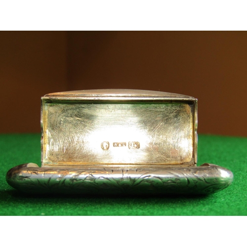 535 - Victorian Solid Silver Hinge Top Pill Box Engraved 