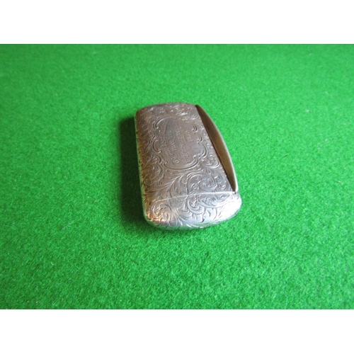 535 - Victorian Solid Silver Hinge Top Pill Box Engraved 