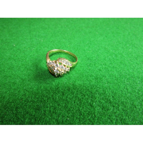 537 - Diamond Decorated Ladies 9 Carat Yellow Gold Cluster Ring of Good Colour Ring Size M