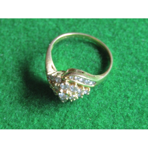 537 - Diamond Decorated Ladies 9 Carat Yellow Gold Cluster Ring of Good Colour Ring Size M