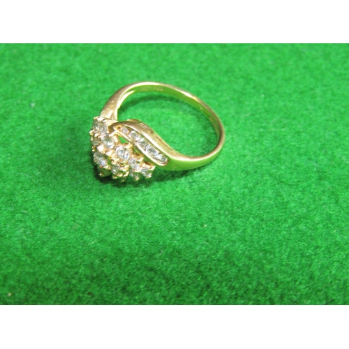 537 - Diamond Decorated Ladies 9 Carat Yellow Gold Cluster Ring of Good Colour Ring Size M