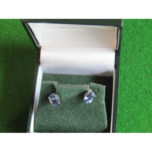 538 - Pair of Tanzanite 14 Carat White Gold Ladies Earrings Oval Cut Stones of Clear Colour