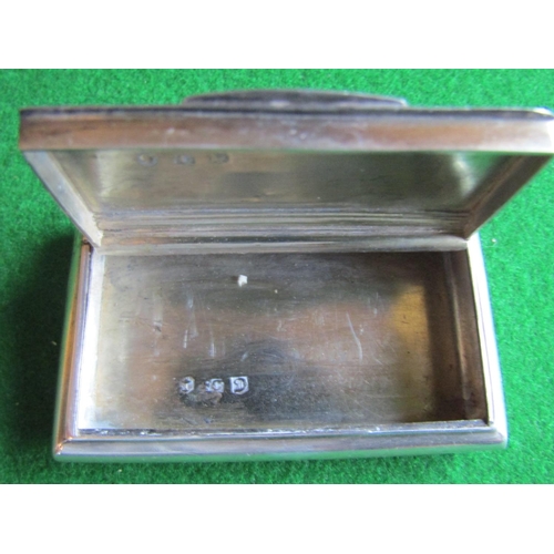 540 - Antique Hinge Top Pill Box Engine Turned Rectangular Form with Hallmarks to Base