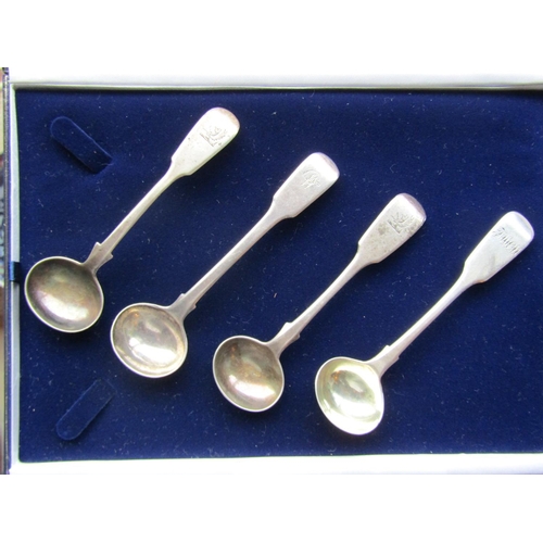 542 - Four Antique Solid Silver Fiddle Pattern Mustard Spoons Each Approximately 4 Inches Long with Hallma... 