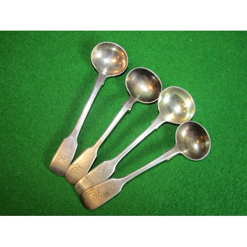 542 - Four Antique Solid Silver Fiddle Pattern Mustard Spoons Each Approximately 4 Inches Long with Hallma... 