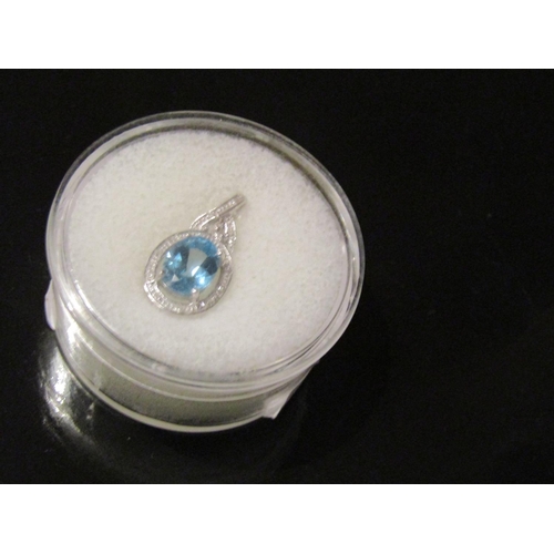 549 - Aquamarine and Diamond Pendant Mounted on 9 Carat White Gold Centre Stone Oval Cut with GIE Certific... 