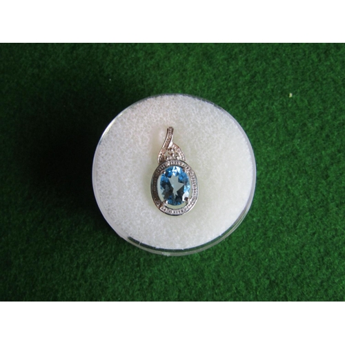 549 - Aquamarine and Diamond Pendant Mounted on 9 Carat White Gold Centre Stone Oval Cut with GIE Certific... 