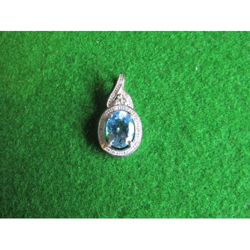 549 - Aquamarine and Diamond Pendant Mounted on 9 Carat White Gold Centre Stone Oval Cut with GIE Certific... 