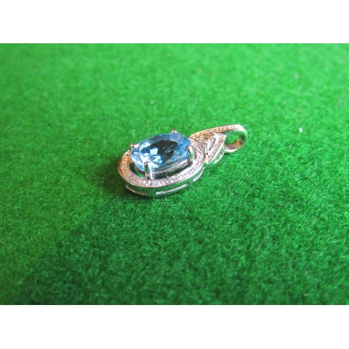 549 - Aquamarine and Diamond Pendant Mounted on 9 Carat White Gold Centre Stone Oval Cut with GIE Certific... 