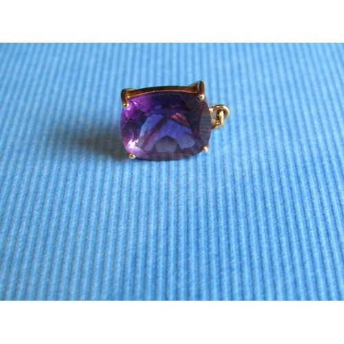 554 - 9 Carat Gold Mounted Amethyst Pendant Approximately 2cm High Attractive Colour