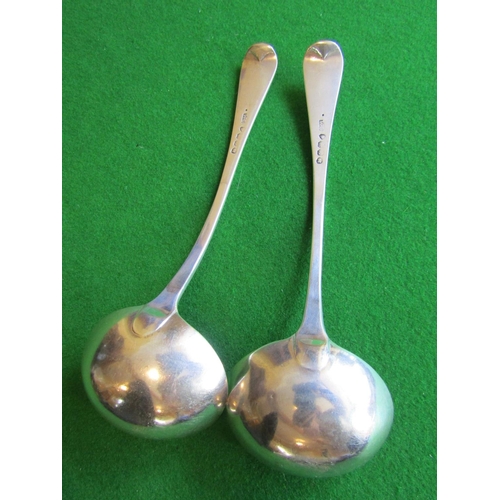 62 - Pair of William IV Solid Silver Sauce Ladles by William Chawner Decorated with Ancestral Crest Each ... 