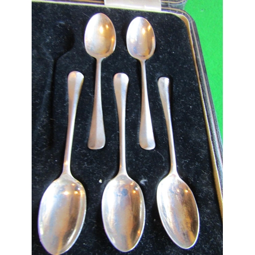 64 - Edward VII Cased Set of Ten Solid Silver Teaspoons with Matching Sugar Tongs Dated 1901