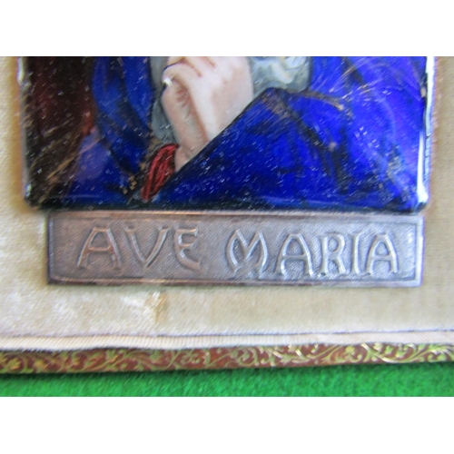 66 - Antique Finely Painted Porcelain Panel with Silver Mount Inscribed 'Ave Maria' Approximately 5 Inche... 