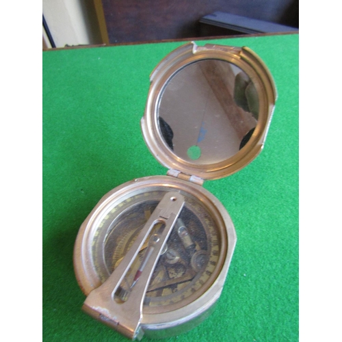 67 - Brassbound Officers Military Compass Working Order with Hinged Cover Approximately 3 Inches Diameter