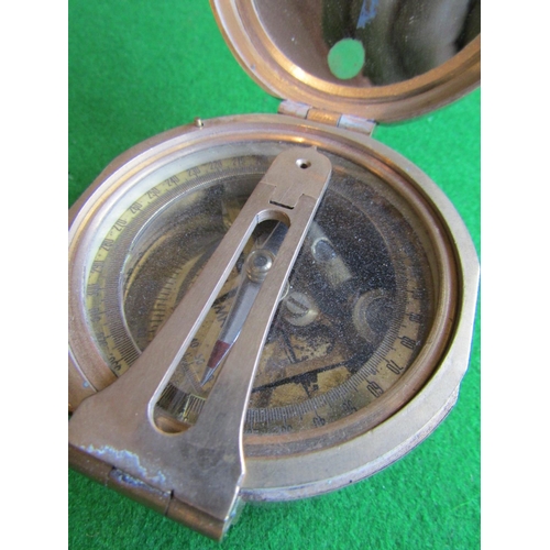 67 - Brassbound Officers Military Compass Working Order with Hinged Cover Approximately 3 Inches Diameter