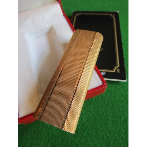 70 - Cartier Vintage Gold Filled Lighter of Rounded Rectangular Form with Vertical Banded Turned Decorati... 