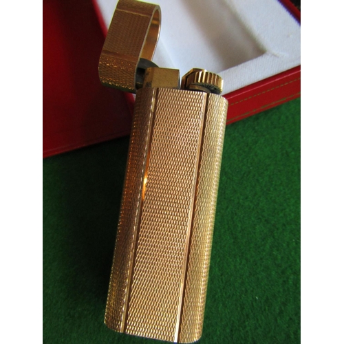 70 - Cartier Vintage Gold Filled Lighter of Rounded Rectangular Form with Vertical Banded Turned Decorati... 