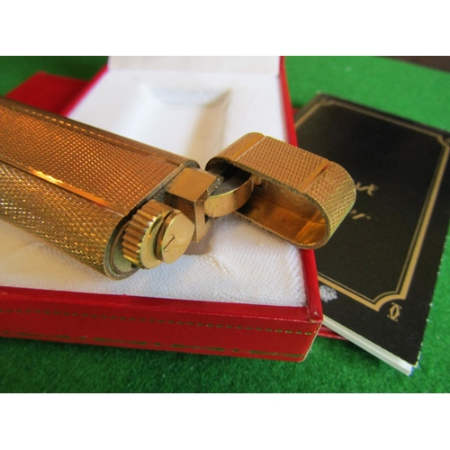 70 - Cartier Vintage Gold Filled Lighter of Rounded Rectangular Form with Vertical Banded Turned Decorati... 