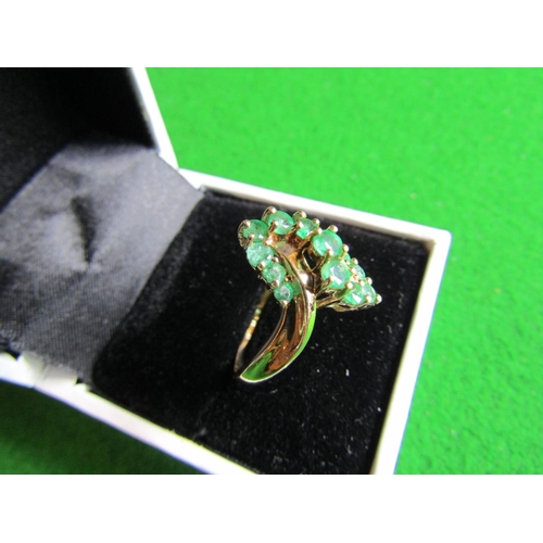 71 - 14 Carat Gold Mounted Emerald Set Ladies Cluster Ring