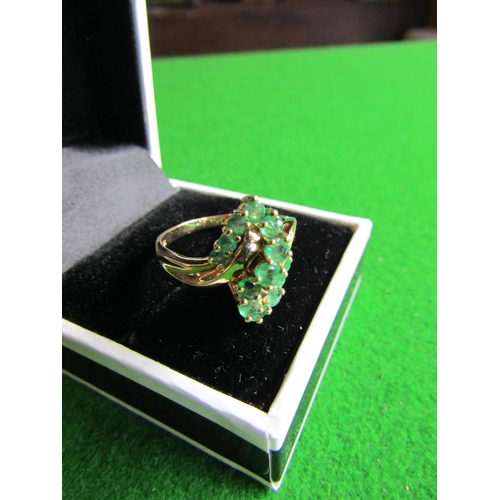 71 - 14 Carat Gold Mounted Emerald Set Ladies Cluster Ring