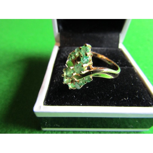 71 - 14 Carat Gold Mounted Emerald Set Ladies Cluster Ring