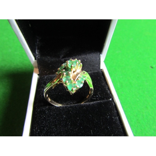 71 - 14 Carat Gold Mounted Emerald Set Ladies Cluster Ring