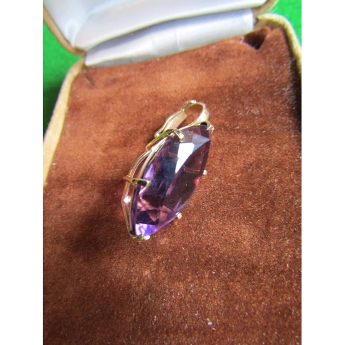 74 - Gold Set Amethyst Marquise Cut Pendant of Attractive Colour Unmarked Possibly 14 Carat Gold