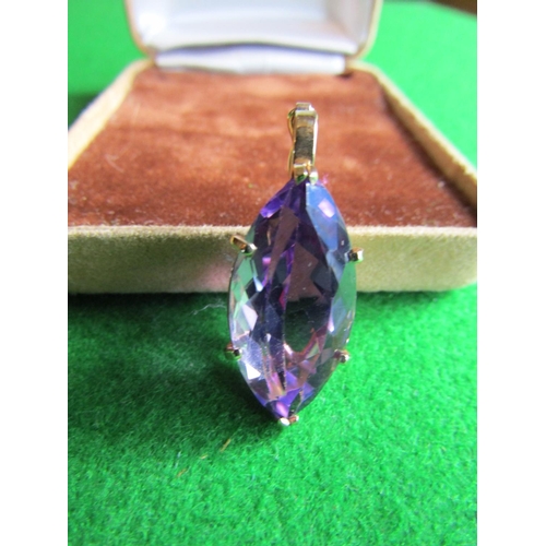 74 - Gold Set Amethyst Marquise Cut Pendant of Attractive Colour Unmarked Possibly 14 Carat Gold