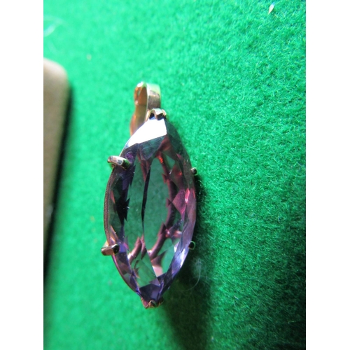 74 - Gold Set Amethyst Marquise Cut Pendant of Attractive Colour Unmarked Possibly 14 Carat Gold