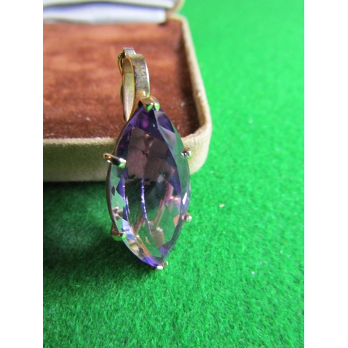 74 - Gold Set Amethyst Marquise Cut Pendant of Attractive Colour Unmarked Possibly 14 Carat Gold