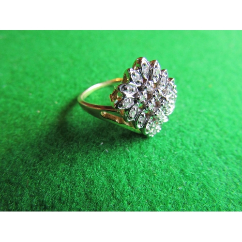 77 - 14 Carat Gold Vintage Ladies Diamond Cluster Ring of Attractive Colour Ring Size U