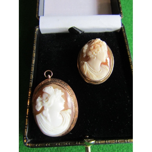 81 - Two 9 Carat Gold Mounted Cameos, Brooch and Pendant Fittings to Each