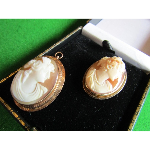 81 - Two 9 Carat Gold Mounted Cameos, Brooch and Pendant Fittings to Each