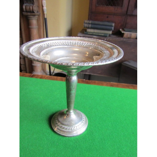 91 - Solid Silver Comport with Gadrooned Edge Decoration above Turned Column Base Approximately 6 Inches ... 