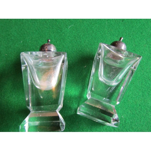 92 - Pair of Solid Silver Mounted Cut Crystal Salt and Peppers Each Approximately 4 Inches High