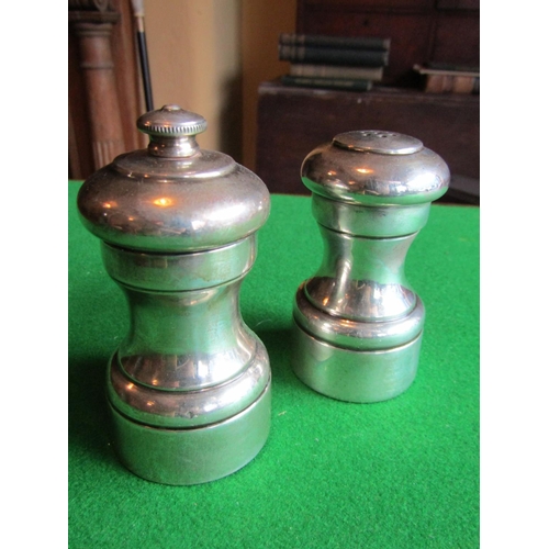 95 - Pair of Large Silver Salt and Pepper Mills Each Approximately 4 Inches High