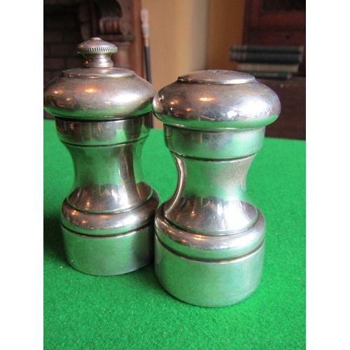 95 - Pair of Large Silver Salt and Pepper Mills Each Approximately 4 Inches High