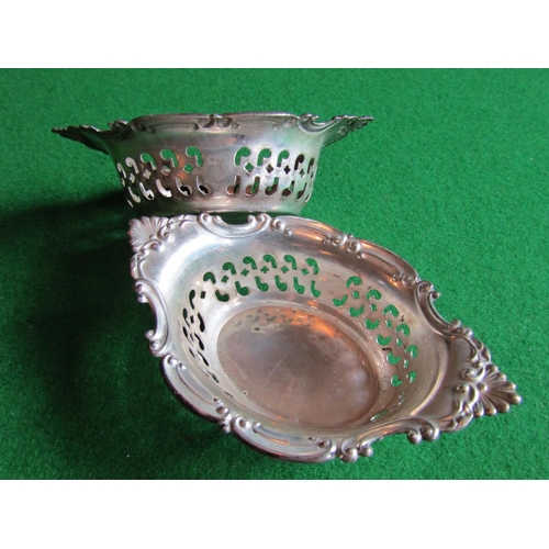 97 - Pair of Solid Silver Nut Dishes of Open Fret Design Each Approximately 4 Inches Wide