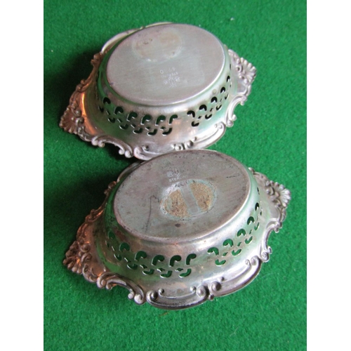 97 - Pair of Solid Silver Nut Dishes of Open Fret Design Each Approximately 4 Inches Wide