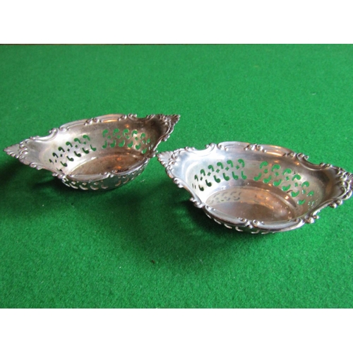 97 - Pair of Solid Silver Nut Dishes of Open Fret Design Each Approximately 4 Inches Wide